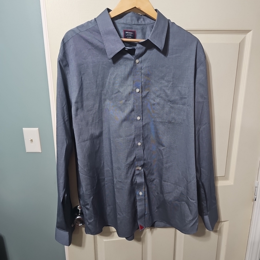 UNTUCKit Long Sleeve Dress Shirt Men's XXL Button‎ Down Navy Wrinkle-Free EUC